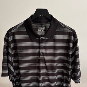 Nike Men's Black and White Striped Golf Polo Shirt